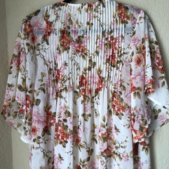 American Eagle Outfitters Medium Kimono Cardigan Rose Print Sheer Cottage Core - Picture 7 of 11